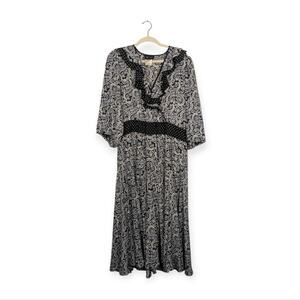 Vintage Diane Freis Paisley & Polka Dot Midi Dress Size M/L